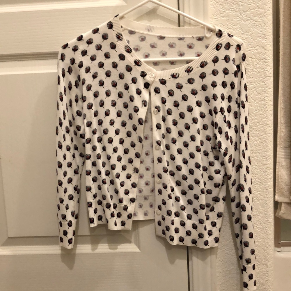 Loft cream floral cropped cardigan